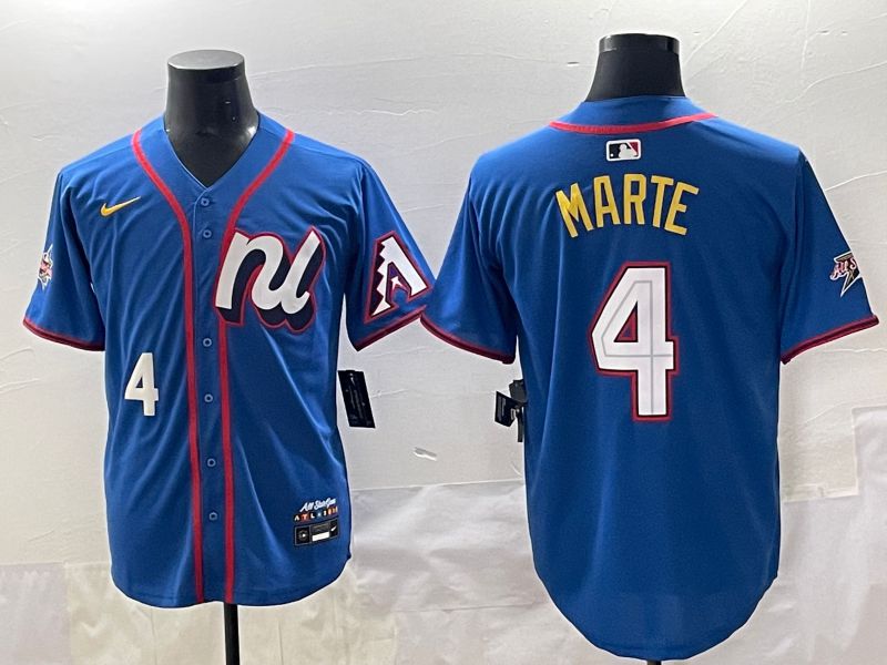 Men 2025 Arizona Diamondback #4 Marte Blue All star Blank Blue Nike MLB Jersey style 3->arizona diamondback->MLB Jersey